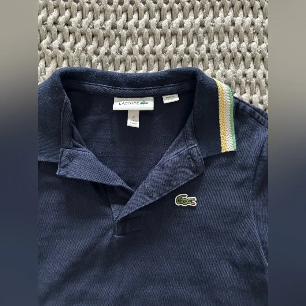 Lacoste / Janie and jack Kids Polo Shirt Trio - Navy, Gray, Light Green - Picture 5 of 7